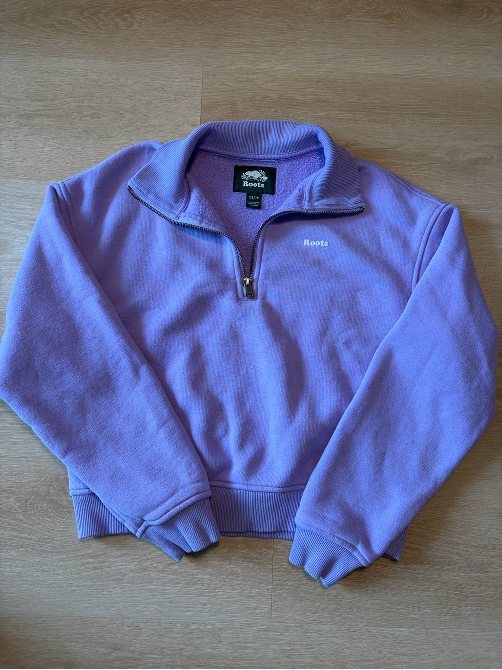 Roots Cloud Half Zip Cropped Sweatshirt Lavender XS